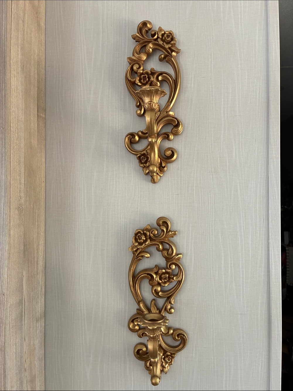 Vintage Homco Wall Candle Sconce
Pair- Gold Finish Mid-Century
Modern
